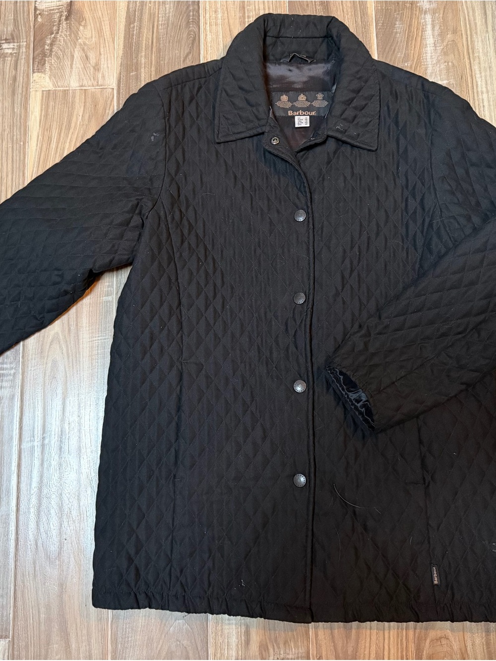 Barbour Black Quilted Snap-Front Puffer Jacket